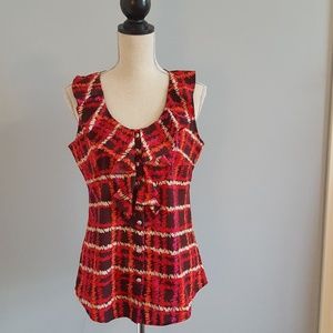 Banana Republic Ruffle Neck Button Up Top
